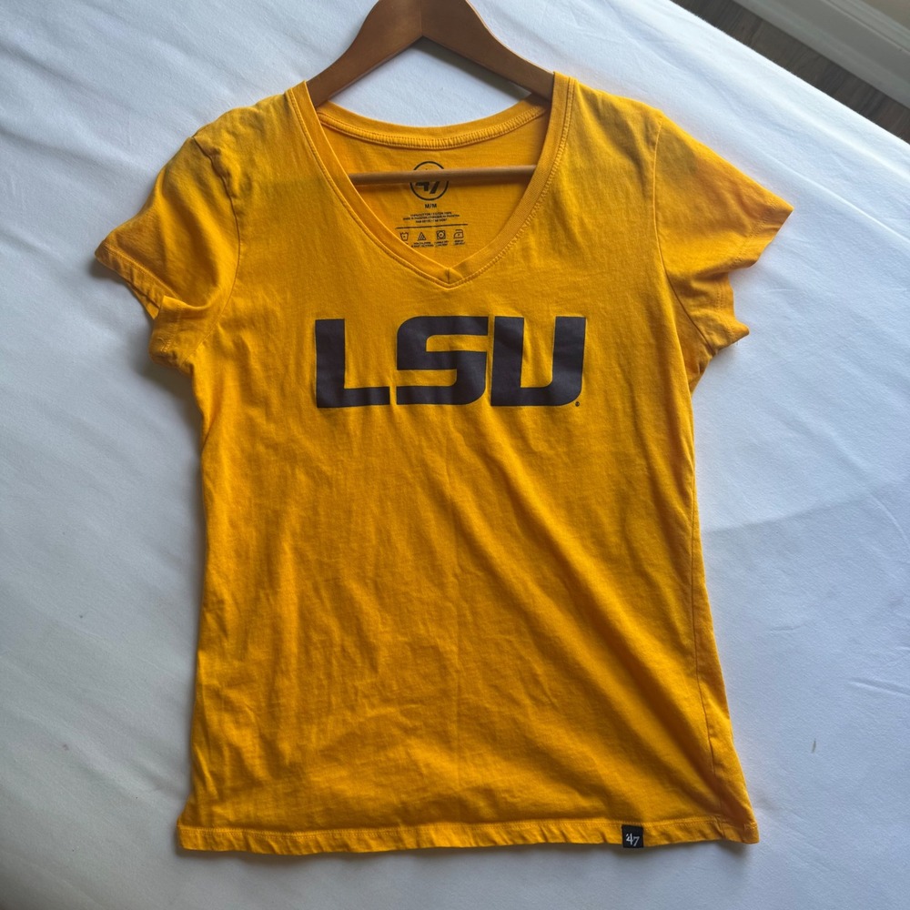 47 Brand‎ LSU Tigers Womens V-Neck T-Shirt Medium Cotton Football College SEC